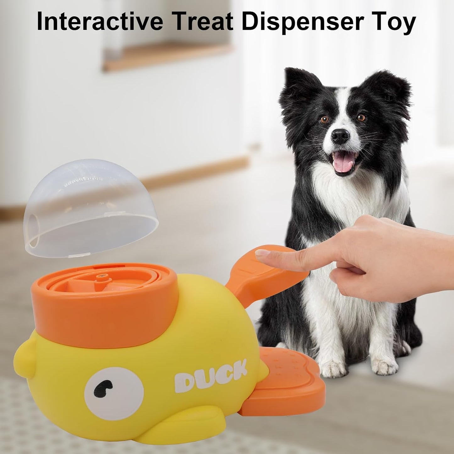 2-In-1 Dog Interactive Treat Dispenser Toy - Durable Food Puzzle Slow Feeder, Duck Shape Enrichment Toys with Button, Mentally Stimulating Toys for Dogs/Cats/Pets