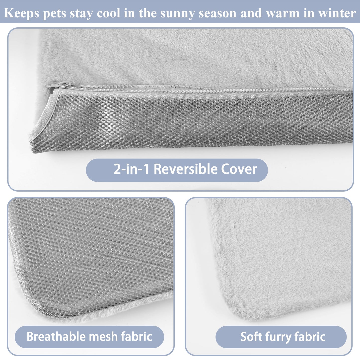 Cat Window Perch, Foldable Cat Window Bed Holds 33 Lbs Indoor with 4 Suction Cups, Reversible Fabric Washable Cover, Grey