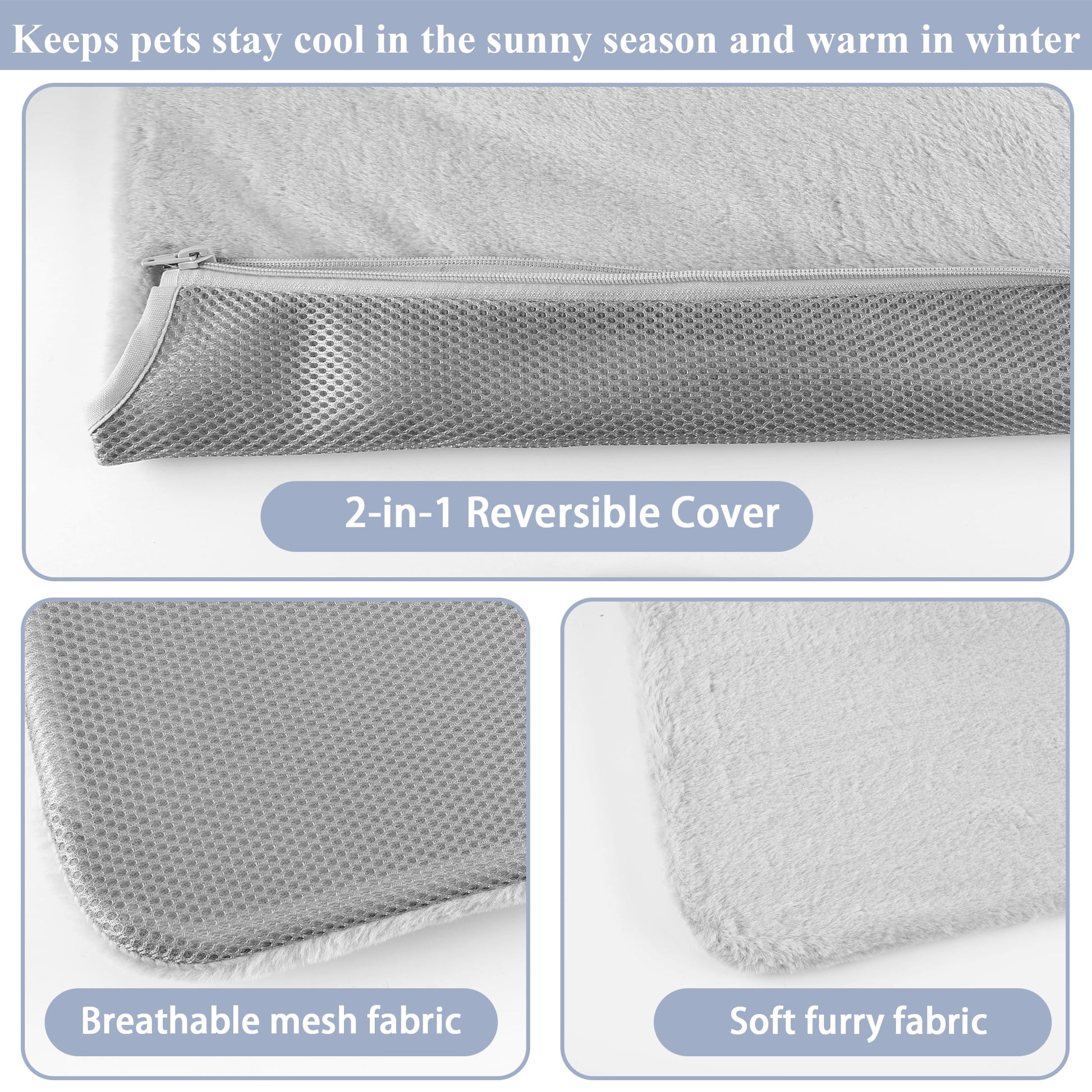 Cat Window Perch, Foldable Cat Window Bed Holds 33 Lbs Indoor with 4 Suction Cups, Reversible Fabric Washable Cover, Grey