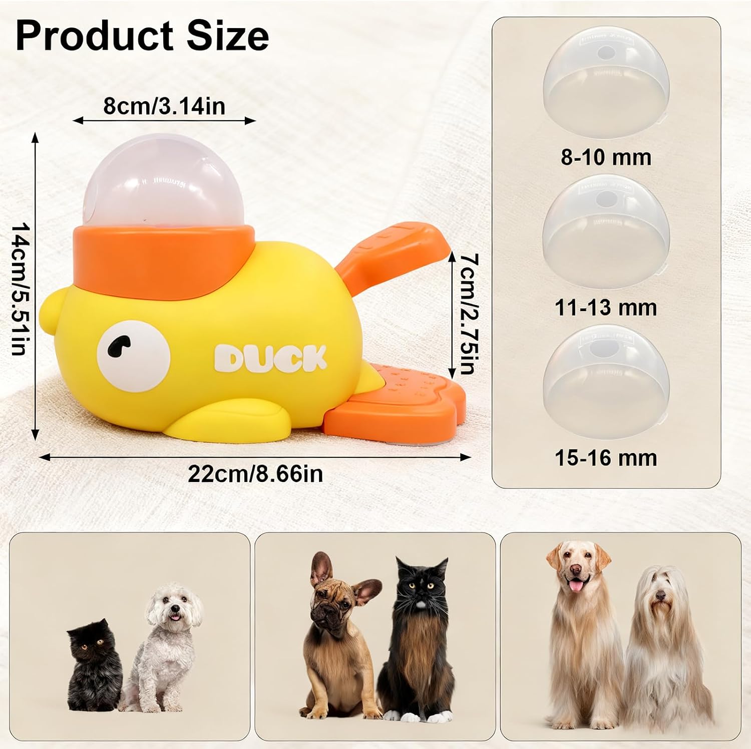 2-In-1 Dog Interactive Treat Dispenser Toy - Durable Food Puzzle Slow Feeder, Duck Shape Enrichment Toys with Button, Mentally Stimulating Toys for Dogs/Cats/Pets