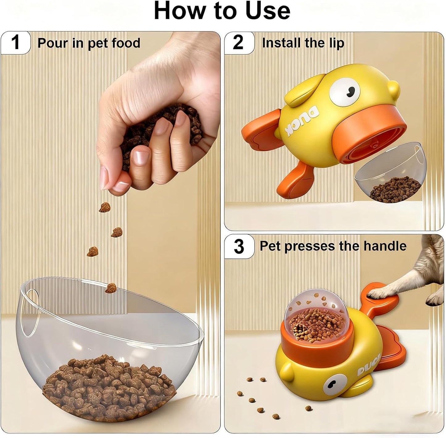 2-In-1 Dog Interactive Treat Dispenser Toy - Durable Food Puzzle Slow Feeder, Duck Shape Enrichment Toys with Button, Mentally Stimulating Toys for Dogs/Cats/Pets