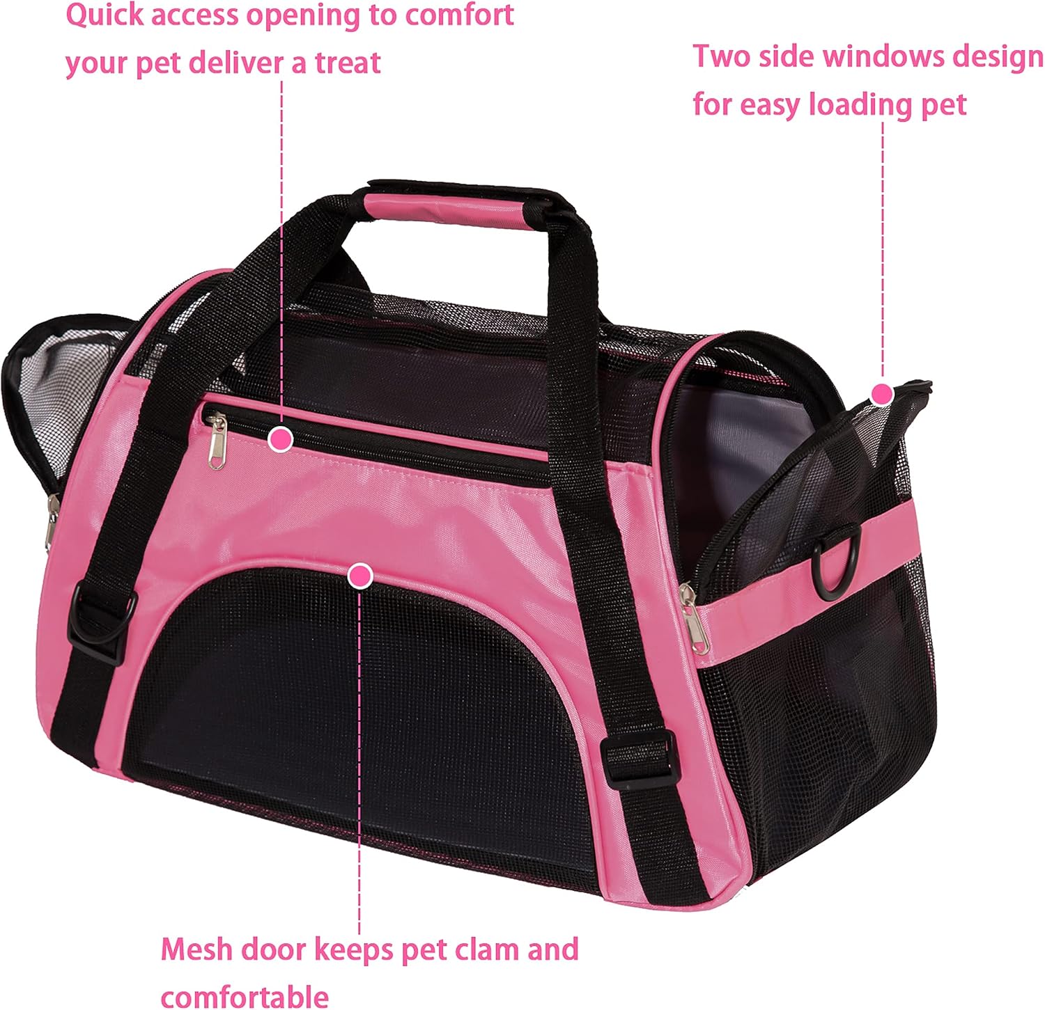 Cat Carrier for Cats Soft-Sided Travel Pat Carrier for Cat with Wooden Padding Board Airline Approved Lightweight Comfortable Cat Bag for Puppy Small Pets (Small, Pink)