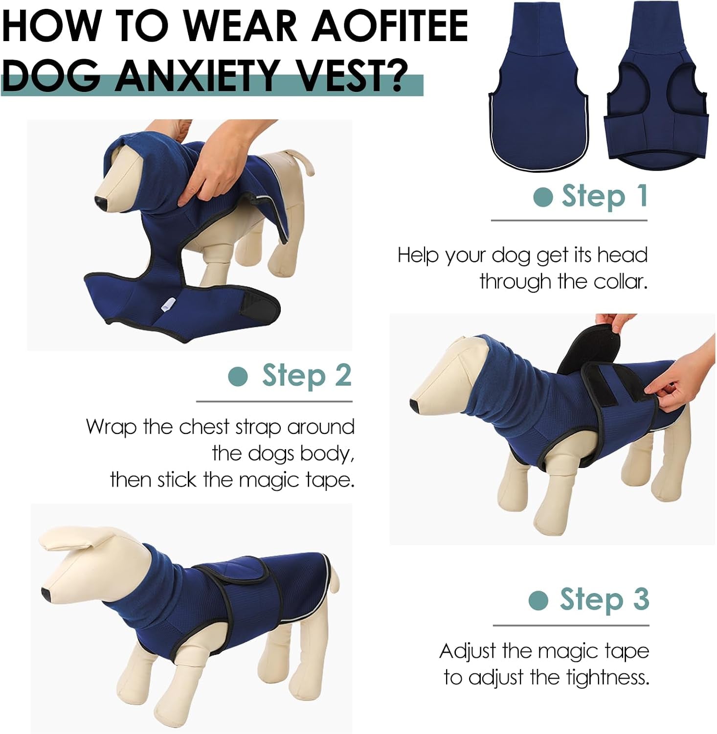 Dog Anxiety Vest, Dog Anxiety Calming Hoodie, Pet Thunder Jacket Calming Shirt for Fireworks, Thunder, Travel, Separation, Noise Block & Ear Protection Recovery