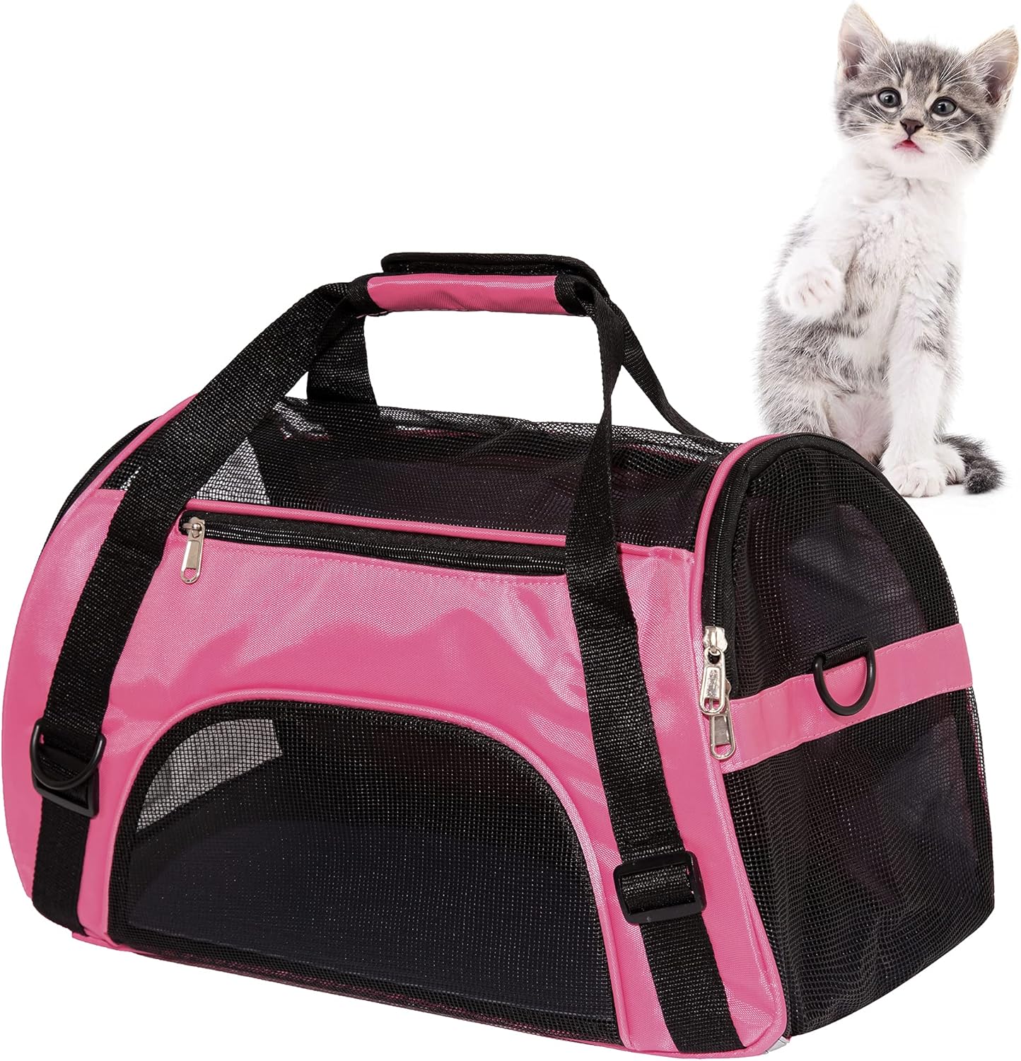 Cat Carrier for Cats Soft-Sided Travel Pat Carrier for Cat with Wooden Padding Board Airline Approved Lightweight Comfortable Cat Bag for Puppy Small Pets (Small, Pink)