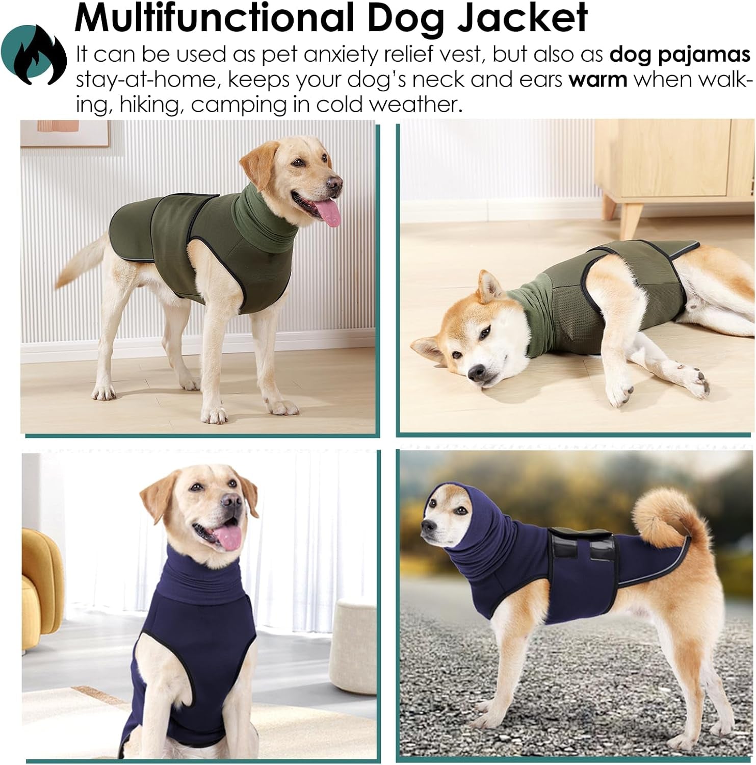 Dog Anxiety Vest, Dog Anxiety Calming Hoodie, Pet Thunder Jacket Calming Shirt for Fireworks, Thunder, Travel, Separation, Noise Block & Ear Protection Recovery